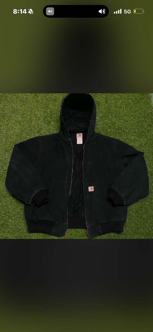 Carhartt J140 BLK Quilted Flannel Lined Duck Active Jacket Black Large